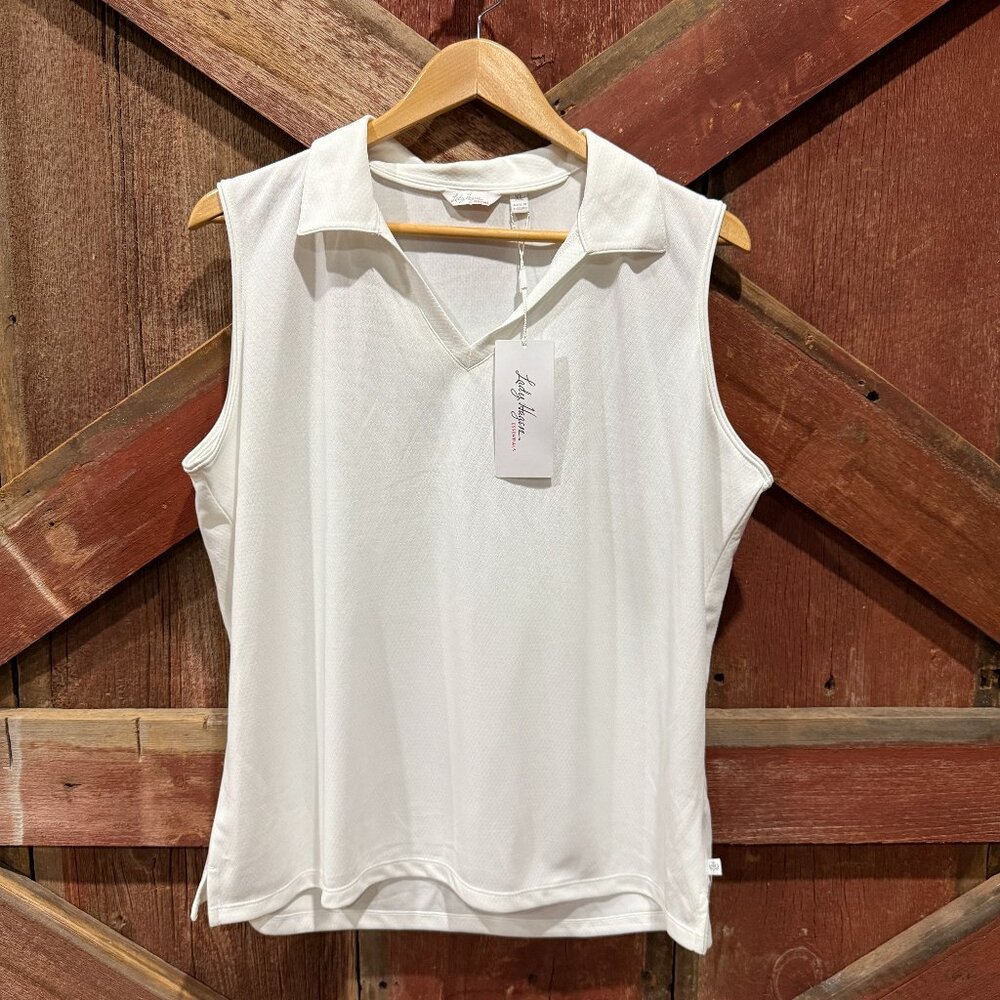 Lady Hagen Essentials Hydro Dri Polo Shirt Women XL White Sleeveless Performance